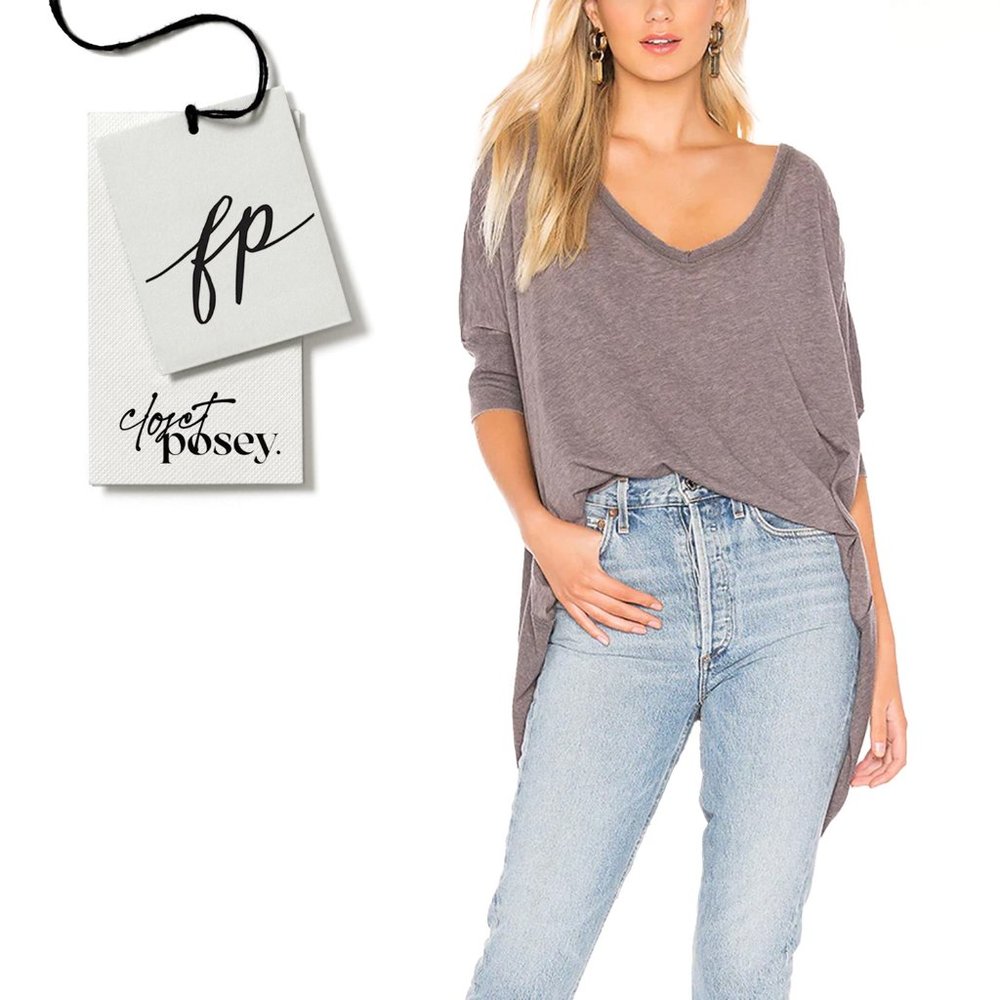 NWT . free people . catch waves tee . washed black . small